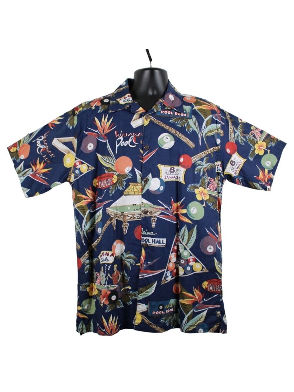 Cactus Casual Aloha Club Haleiwa Pool Hall Honolulu Billiards Hawaiian Shirt Med